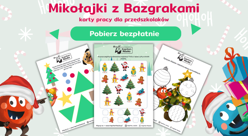 Bazgraki z kartami pracy do kliknięcia i pobrania za darmo kart pracy Mikołajki z Bazgrakami